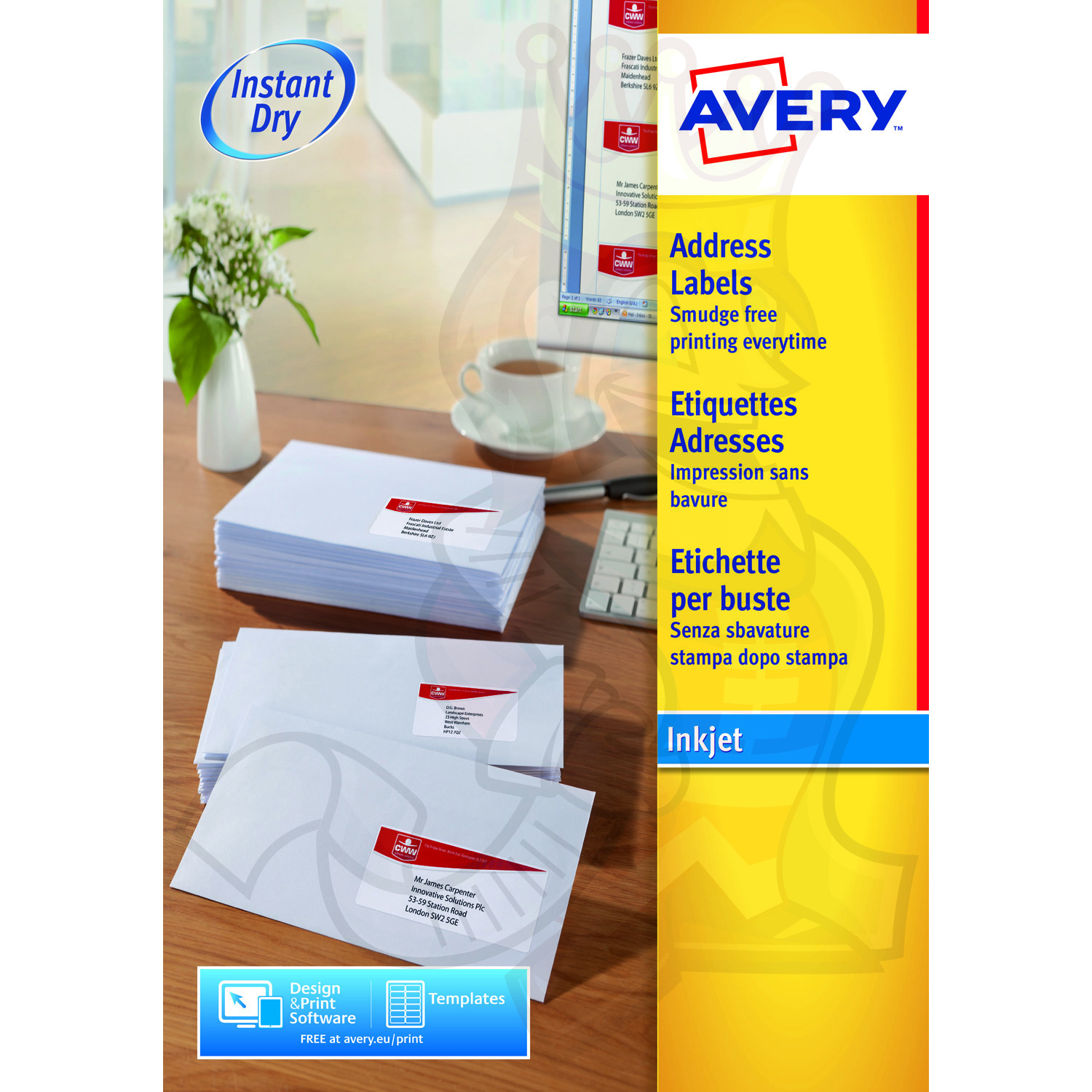 Avery Inkjet Address Label 63.5x34mm J8159100 (2400 Labels) Label King