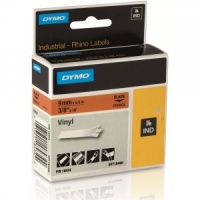 Dymo Rhino 18434 Black on Orange Vinyl Tape - 9mm