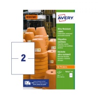 Avery B3655-20 Ultra Resistant Labels, 50 Sheets, 2 Labels per Sheet (100 labels)