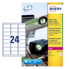 Avery L4773-20 Resistant Labels, 20 Sheets, 24 Labels per Sheet (480 labels)