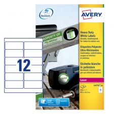 Avery L4776-20 Resistant Labels, 20 Sheets, 12 Labels per Sheet (240 labels)