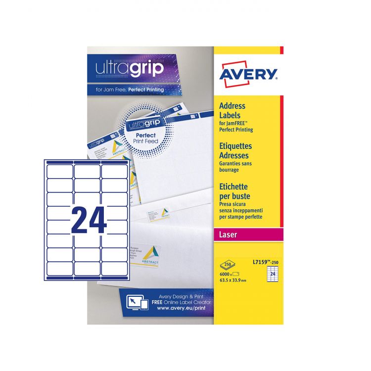 Avery L7159-250 Address Labels, 250 Sheets, 24 Labels per Sheet (6000 labels)