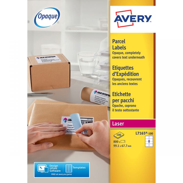 Avery L7165-100 Parcel Labels, 100 Sheets, 8 Labels per Sheet (800 labels)