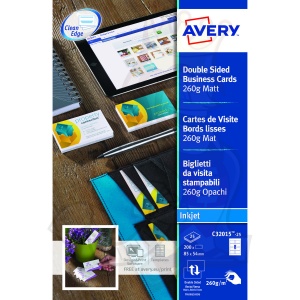 Avery Business Cards Double Sided 260 g/m² Matt 85x54mm C32015-25 (200 Cards)
