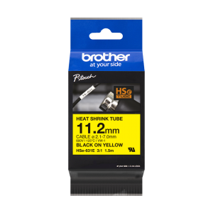 Brother HSe631E Heat Shrink Tube, Black on Yellow - 11.2m (New 3:1)