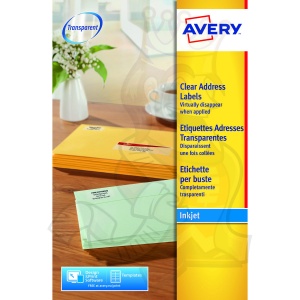 Avery Clear Inkjet Labels 63.5x38mm J8560-25 (525 Labels)