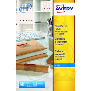 Avery Clear Inkjet Labels 210x297mm J8567-25 (25 Labels)