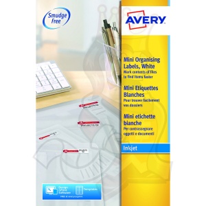 Avery White Mini Inkjet Labels 46x11mm J8657-25 (1050 Labels)