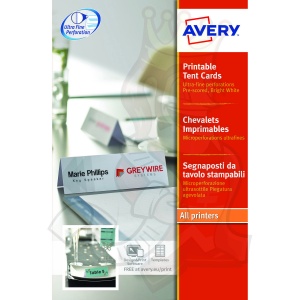 Avery Printable Tent Cards 210x60mm White L4796-20 (20 Cards)