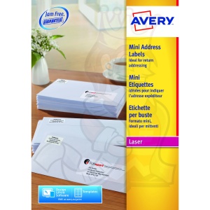 Avery Mini Laser Labels 38x21mm White L7651-100 (6000 Labels)