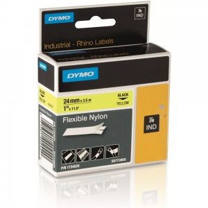 Dymo Rhino S0773850 Black on Yellow Flexible Nylon Tape - 24mm