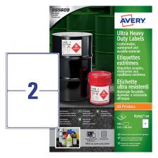 Avery B3655-50 Ultra Resistant Labels, 50 Sheets, 2 Labels per Sheet (100 labels)