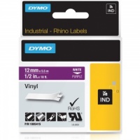Dymo Rhino 1805415 White on Purple Vinyl Tape - 12mm
