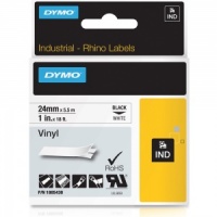 Dymo Rhino 1805430 Black on White Vinyl Tape - 24mm