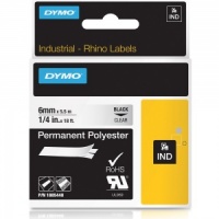 Dymo Rhino 1805440 Black on Clear Polyester Tape - 6mm