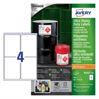 Avery B3483-50 Ultra Resistant Labels, 50 Sheets, 4 Labels per Sheet (200 labels)