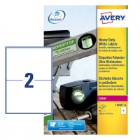 Avery L7068-20 Resistant Labels, 20 Sheets, 2 Labels per Sheet (40 labels)